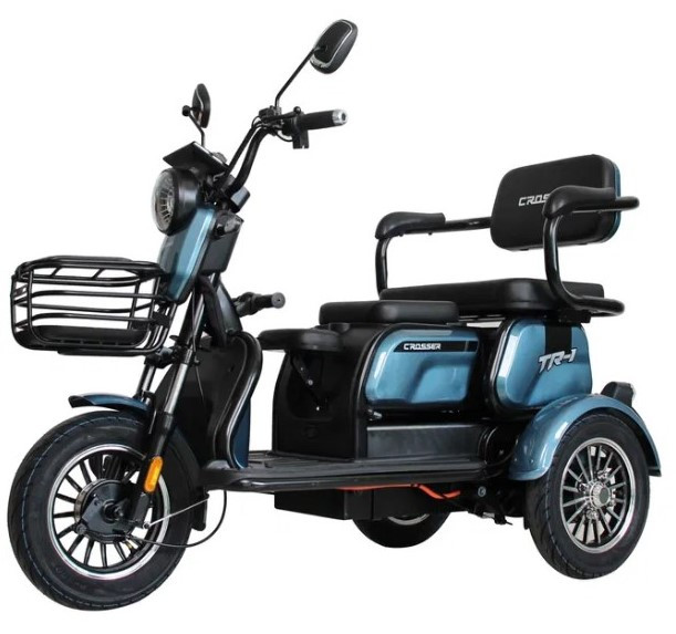Тримісний електротрайк Crosser TR-1 акумулятор 600W 72V 20Ah Синій