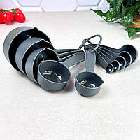 Набір мірних ємностей 10 штук, пластик, від 2.5 до 250 мл, сірий