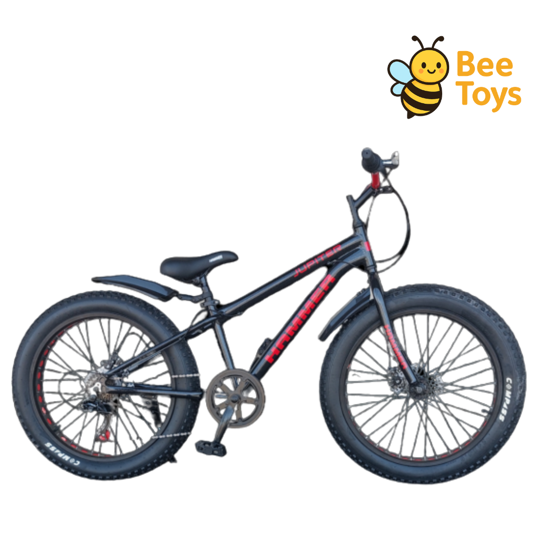 Велосипед фетбайк Hammer JUPITER FATBIKE 26", широкі колеса, чорно-червоний, фото 1