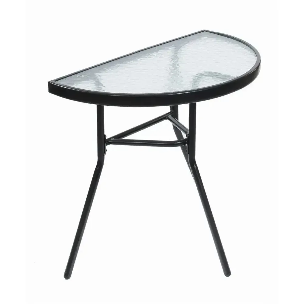 Компактний садовий переносний стіл напівкруглий на балкон для тераси Бонро B-1913 чорний, фото 1