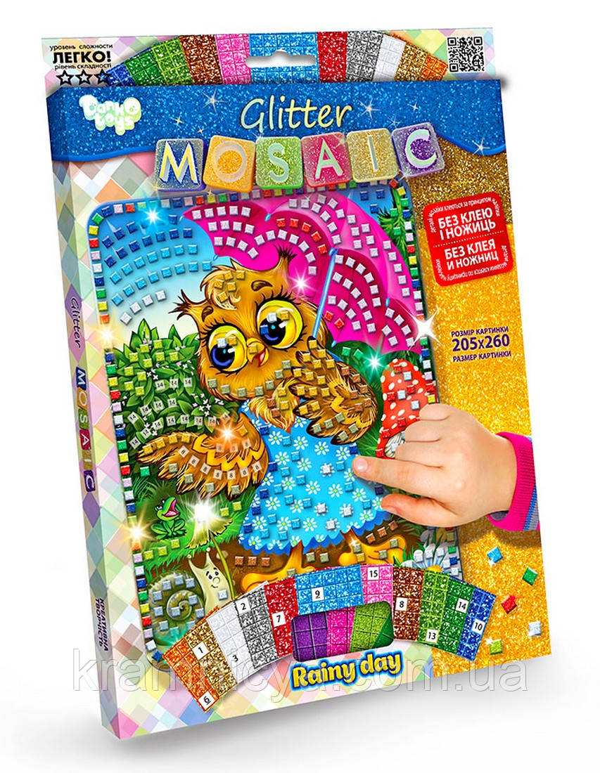 Блискуча мозаїка «Glitter Mosaic» Сова з парасолькою (БМ-03-10)