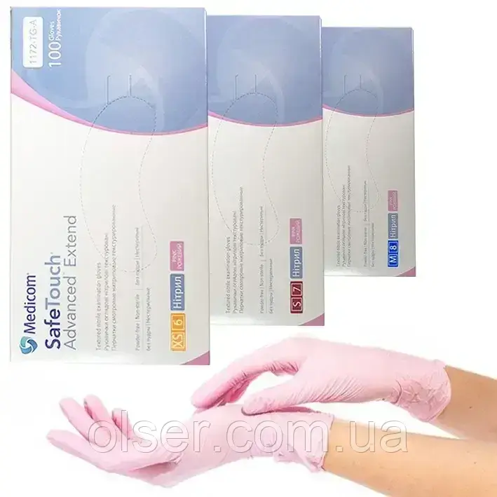 Рукавички нітрилові Medicom SafeTouch рожеві S