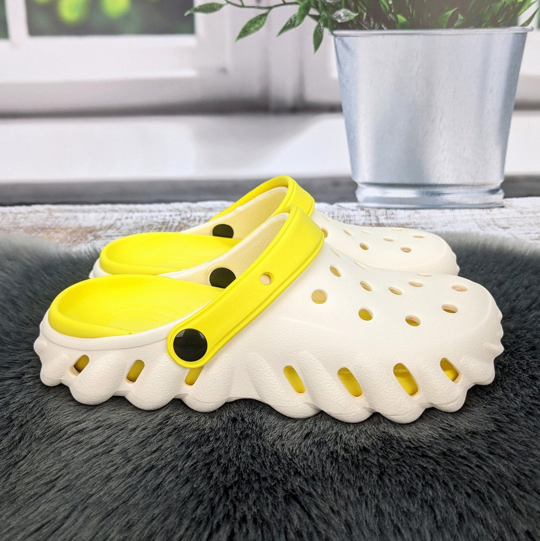 Крокси жіночі Luck Line білі з жовтими вставками піна 4939, фото 1