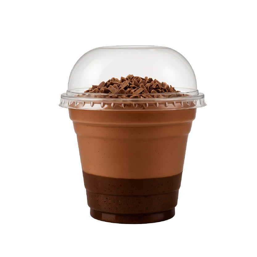 Стакан десертний 250мл з купольною кришкою без отвору 100шт/уп, одноразові стакани з кришками для десертів, фото 1