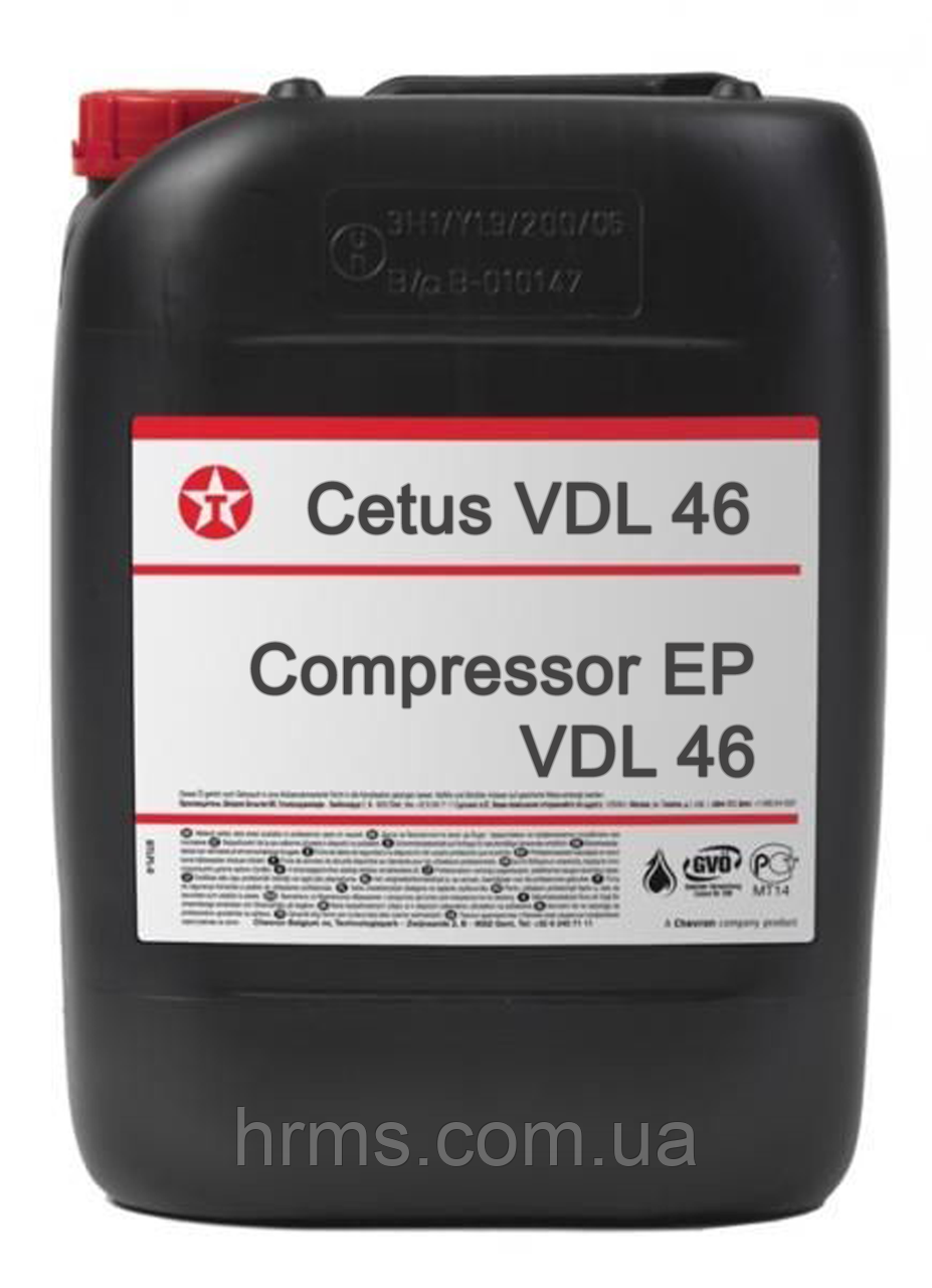 Масло компресорне VDL 46 TEXACO Cetus VDL 46 20л стара назва Compressor EP VDL 46