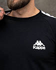 Чоловічий літній костюм Kappa Футболка + Шорти чорний з білим з лампасами Комплект Каппа, фото 5