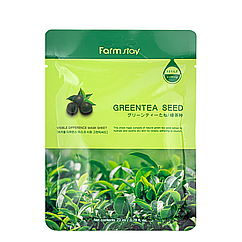 Тканинна маска для обличчя заспокійлива FarmStay Green Tea Seed зелений чай 23 мл