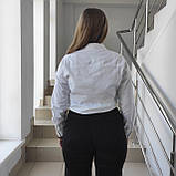 Сорочка Patiskha жіноча коротка бавовна спереду кишеня зав'язка 46 біла, фото 5