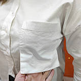 Сорочка Patiskha жіноча коротка бавовна спереду кишеня зав'язка 46 біла, фото 8