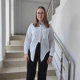 Сорочка Patiskha жіноча коротка бавовна спереду кишеня зав'язка 46 біла, фото 4