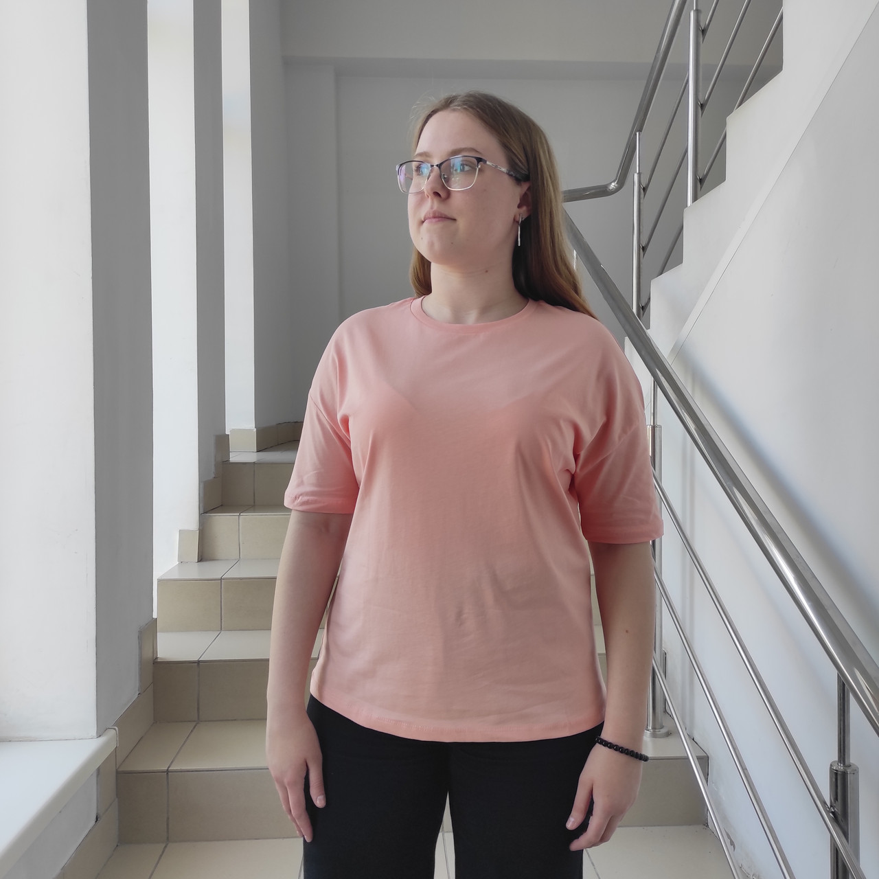 Жіноча однотонна футболка персик Туреччина, фото 1