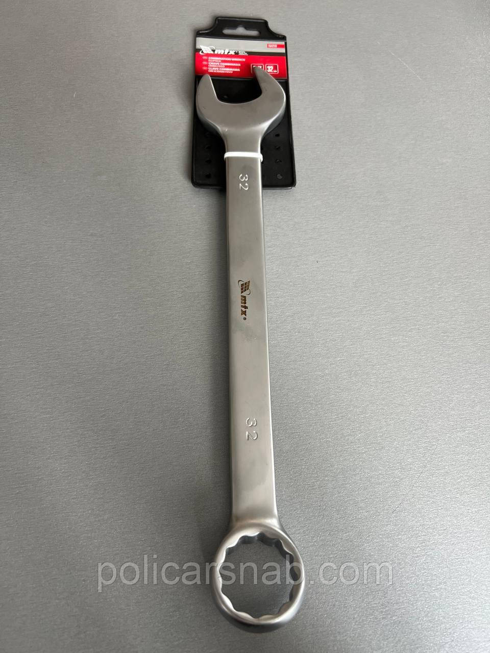 Ключ комбінований ріжково накидний 32 мм CrV матовий хром МТХ 151219, фото 1