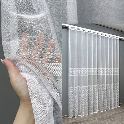 Тюль (3х2,7м.) жакард "Преміум". Колір білий. Код 1679т 42-0691