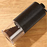 Ручна кавомолка зі сталевими конічними жорнами та металевим корпусом Чорна, фото 7