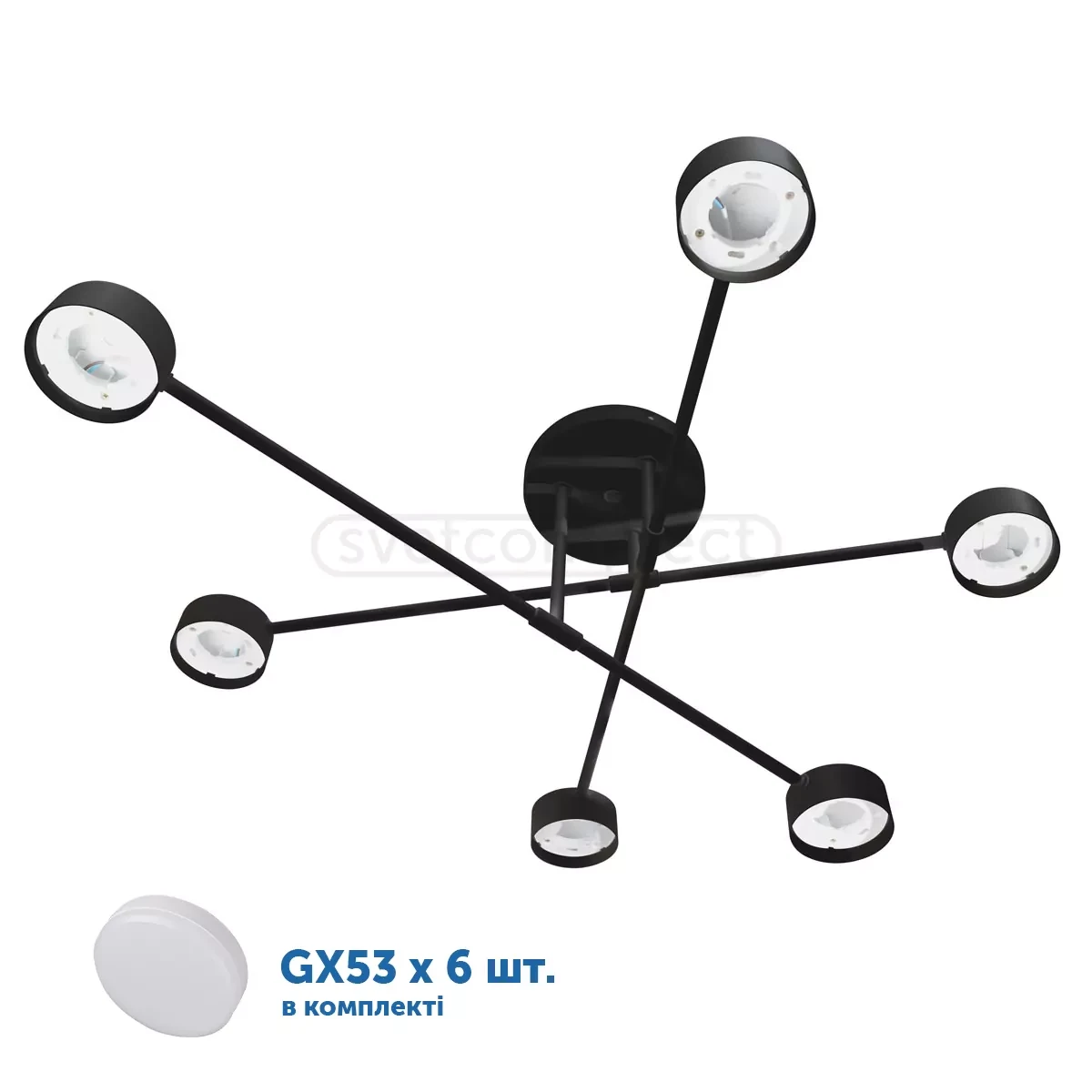 Люстра G CORK 6xGX53 BK на 6 ламп GX53 Svetcomplect (стельовий світильник під змінні LED лампи) Ø730x200 mm