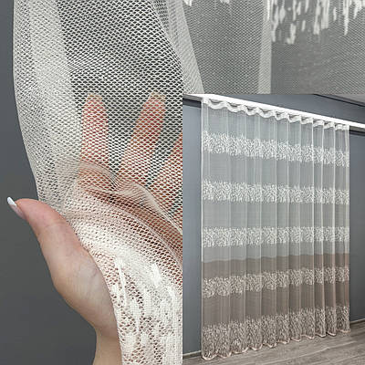 Тюль жакард. Колір білий з пудровим. Код 1676т