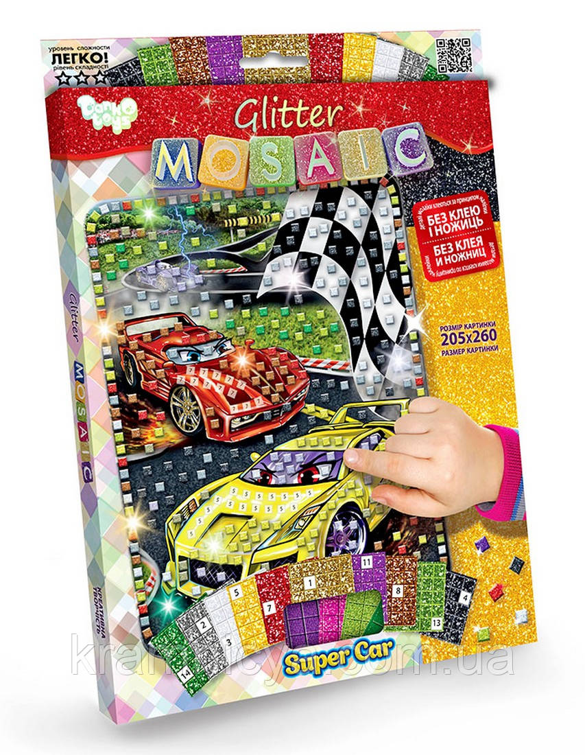 Блискуча мозаїка «Glitter Mosaic» Тачки (БМ-03-02), фото 1