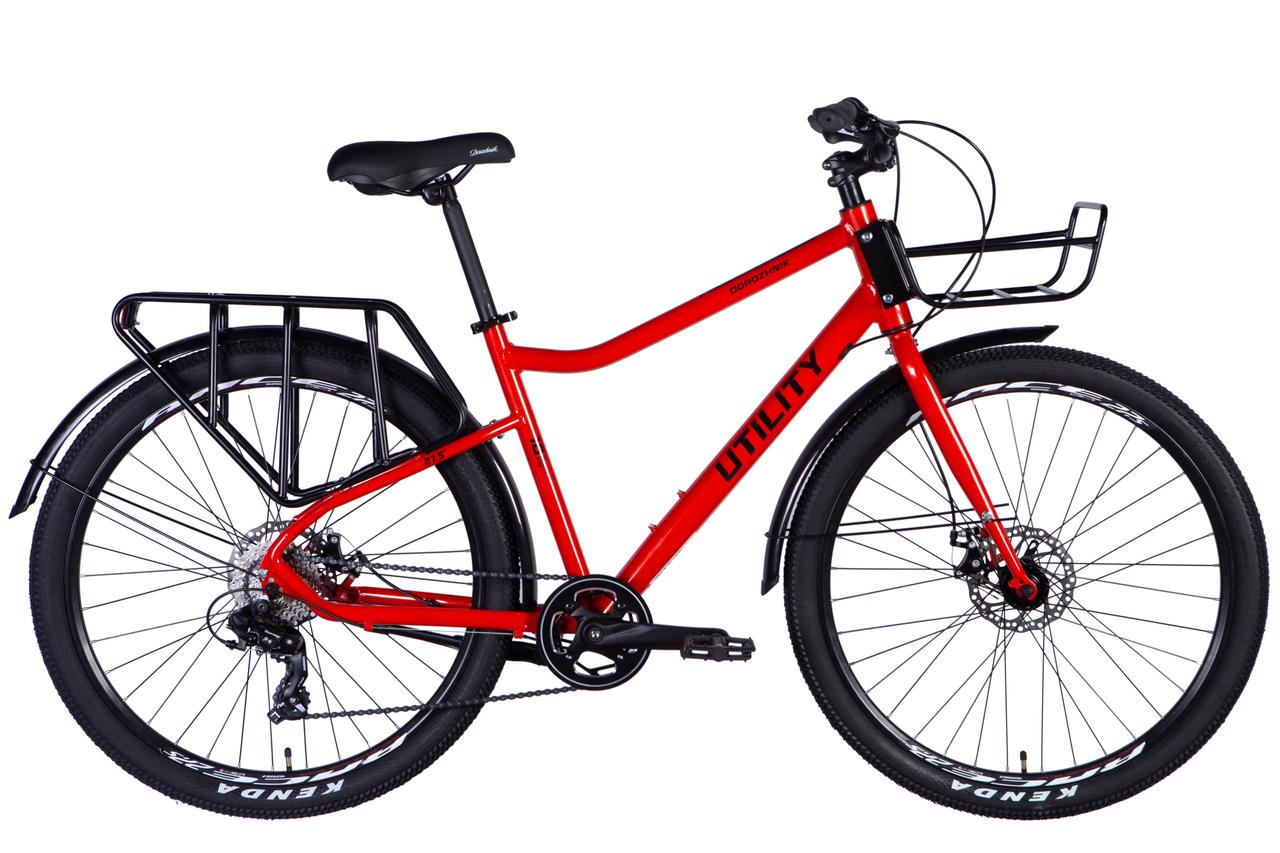 Велосипед Dorozhnik 27.5" UTILITY AL рама 18.5" DD CS багажник St крила Pl 2025, фото 1