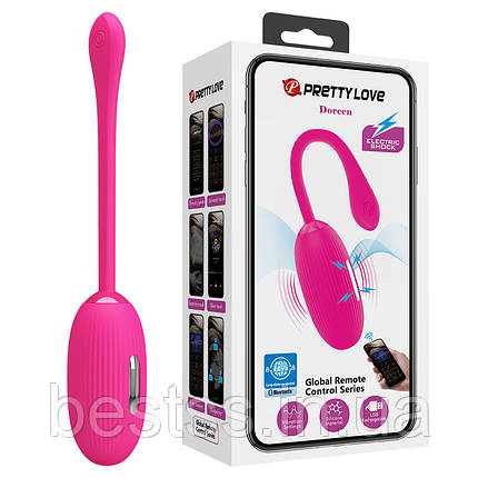 Віброяйце з 12 режимами вібрації та 3 режимами електростимуляції Pretty Love Doreen Egg Pink, фото 1