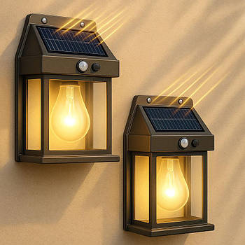 Набір 2шт Вуличний світильник на сонячній батареї, SOLAR WALL LAMP ВK-888 / Фасадний ліхтар із датчиком руху