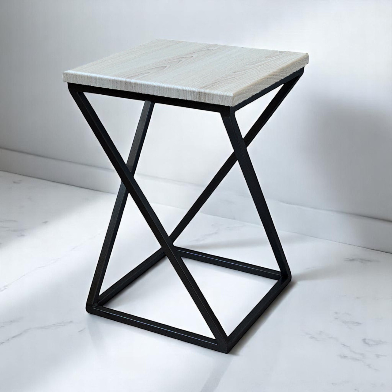 Табурет у стилі лофт Marble 45 см чорний/аляска Наша Ковка