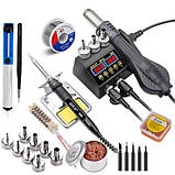 Професійна паяльна станція набір 2в1 JCD 80 Вт Фен паяльний 750 Вт Інструмент для паяння 2xLED-дисплея, фото 2