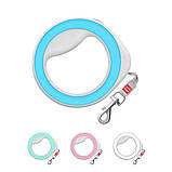 Кругла повідець - рулетка універсальна для собак вагою до 40 кг WAUDOG блакитна 2,9 м Collar, фото 4