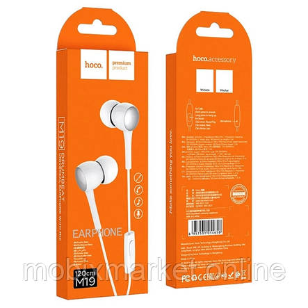 Навушники HOCO M19 Drumbeat Universal mini- jack white (with mic), фото 2