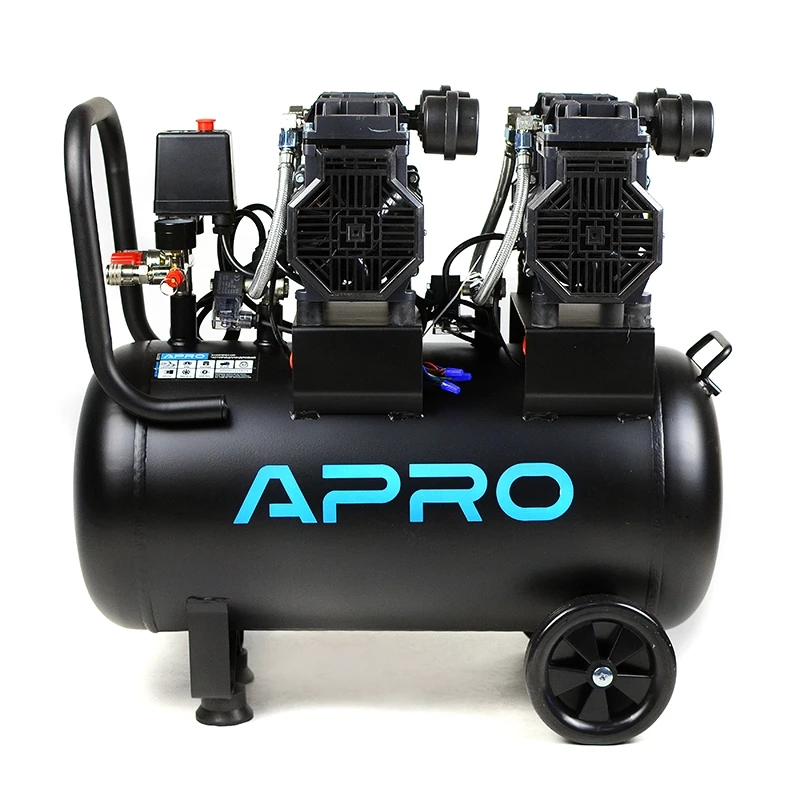 Компресор чотиркейхциліндровий безоливний Apro OFE-50 2х1.5 кВт 475 л/хв 8бар 50 л (2 крани) (850173)