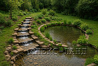 Водойма з водним каскадом гармонійно вписана в природний ландшафт, 2024р.