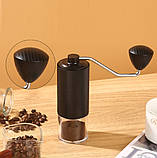 Ручна кавомолка зі сталевими конічними жорнами та металевим корпусом Чорна, фото 8