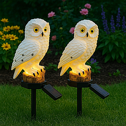 Набір 2 шт Садовий світильник на сонячній батареї "Сова" / Вуличний газонний ліхтар / Ліхтара для саду