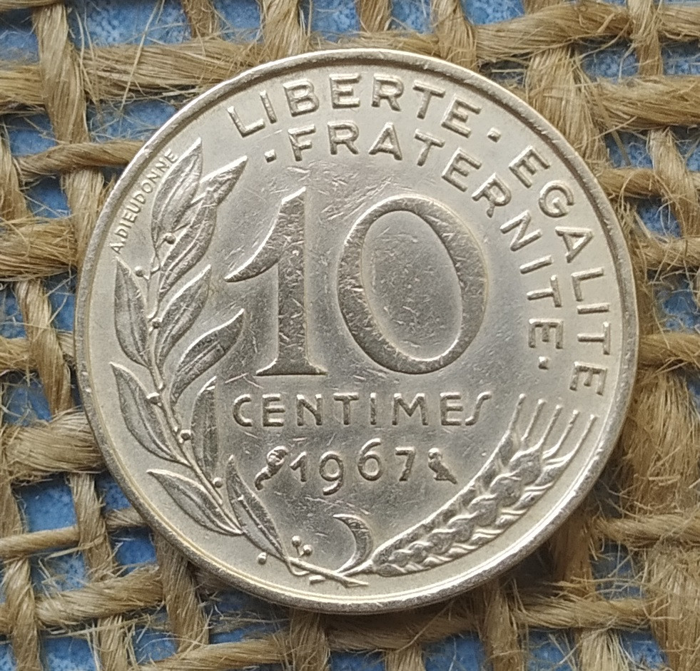 10 сантимiв 1967 року францiя
