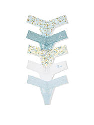 Мереживні трусики стрінги Victoria's Secret Lace Thong Panties, Набір 5 шт, У квіточку