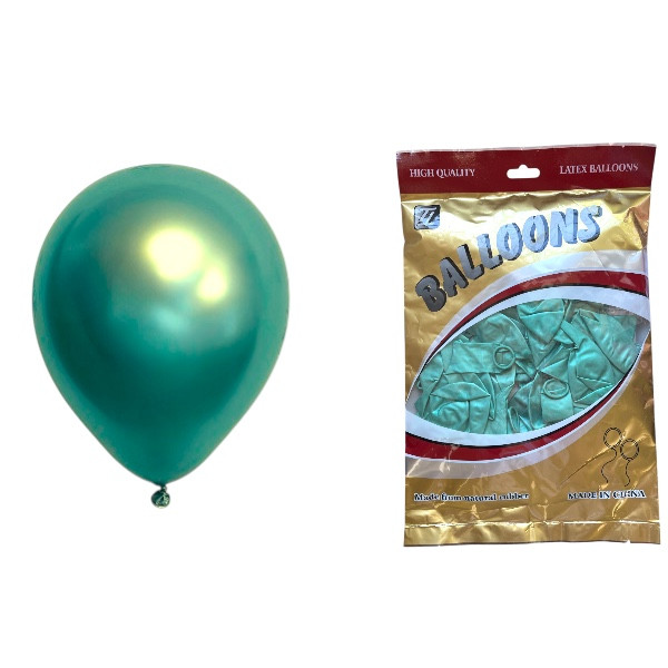 Повітряні кулі хром зелений 10" TT (TONGTAI), 50 штук