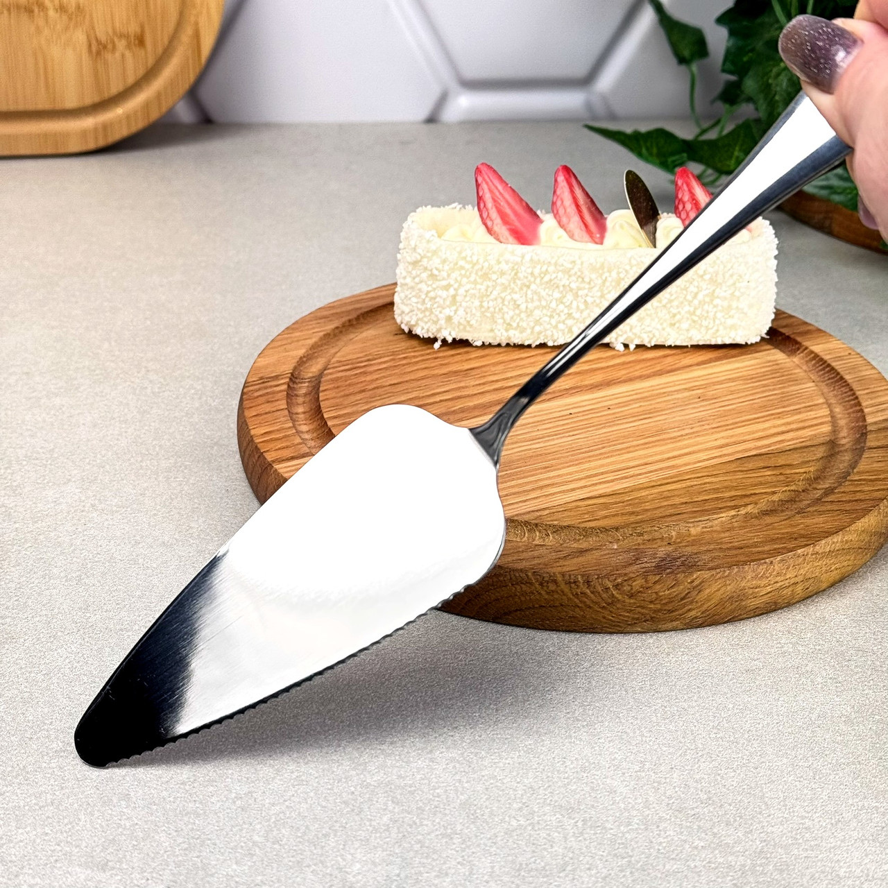 Лопатка для торта Silver, 23×5 см, із зубчиками, нержавіюча сталь