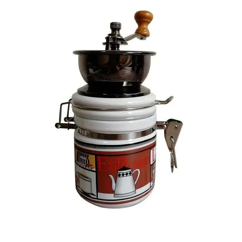 Кавомолка ручна з регулюванням помелу керамічна Ретро Біла, фото 1