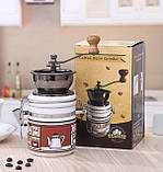 Кавомолка ручна з регулюванням помелу керамічна Ретро Біла, фото 4