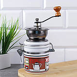 Кавомолка ручна з регулюванням помелу керамічна Ретро Біла, фото 6