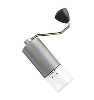 Ручна кавомолка зі сталевими конічними жорнами та металевим корпусом Срібляста