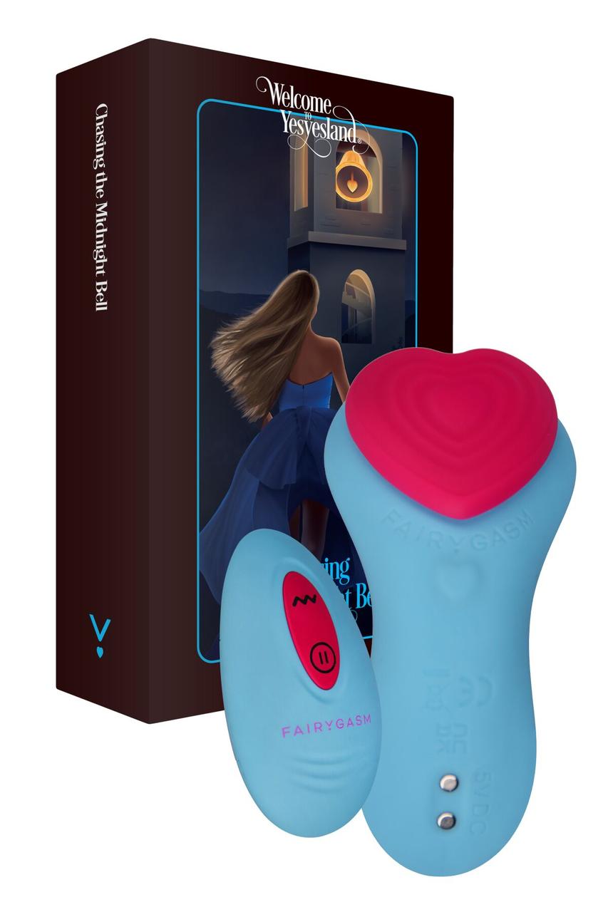 Вібратор у трусики FairyGasm HeartGem blue, на магніті, пульт ДК, фото 1