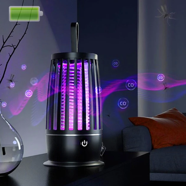 Безшумна пастка для комарів з LED-лампою | USB, акумулятор 4000 мА·год, електрознищувач комах до 50 м², фото 1