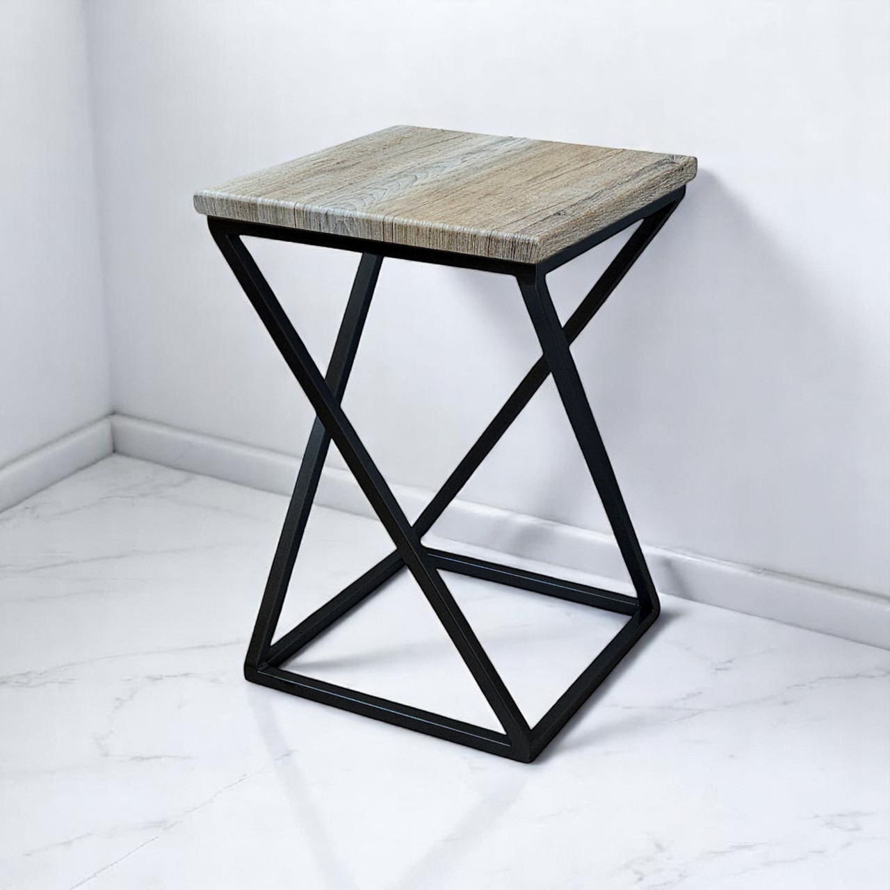 Табурет в стилі лофт Чорний / Дуб сонома Marble