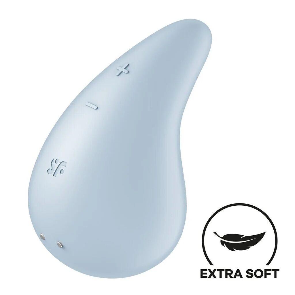 Вібратор для зовнішньої стимуляції Satisfyer Dew Drop Blue, 2 мотори, 12 режимів, м’який корпус, фото 1