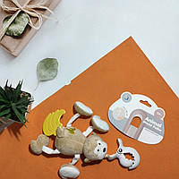 Підвіска на на крабику на коляску ліжечко брязкальце Мавпочка з гризунцем і вібрацією