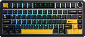 Клавіатура бездротова Aula F75 Gasket Greywood V3 switch Hot-Swap PBT 2.4G wireless BT Black (6948391208626)