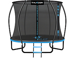 Батут Thunder ULTRA 255 см з внутрішньою сіткою та драбинкою чорно-голубий