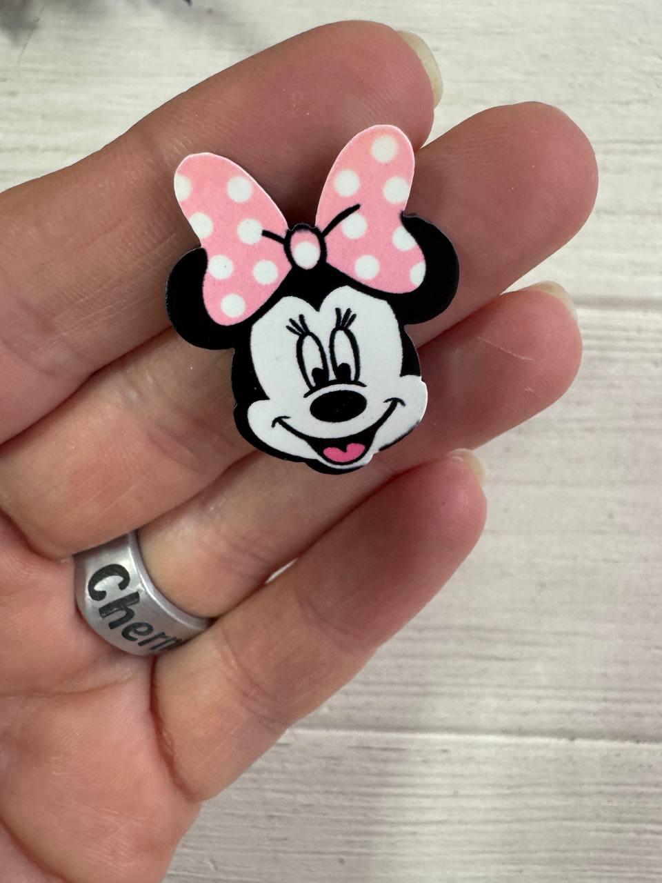 Кабошон плоский " Міккі Маус , мордашка , темний фон " 10 шт