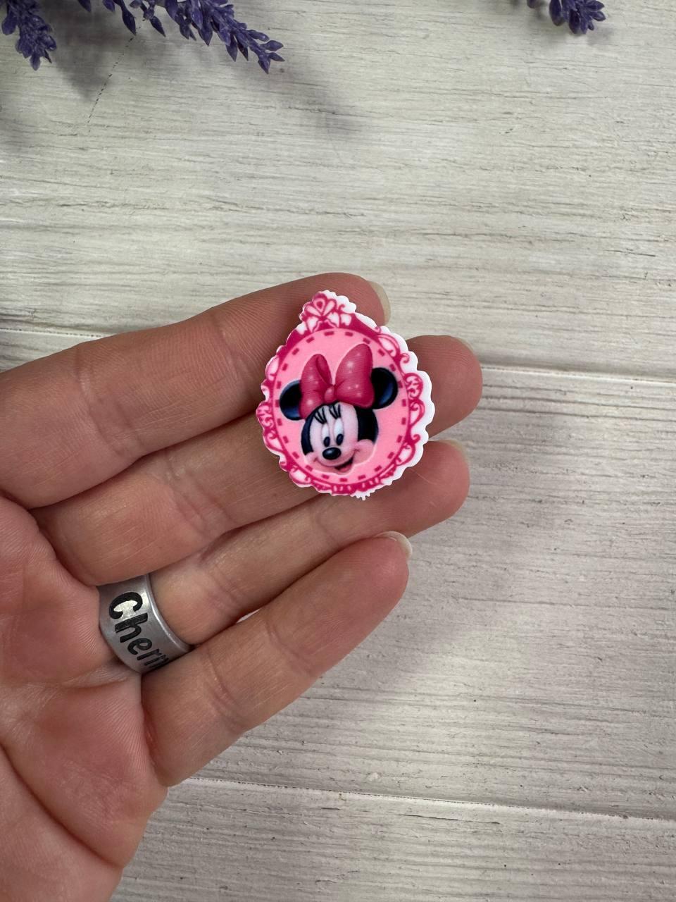 Кабошон плоский " Міккі Маус , темно рожевий " 10 шт