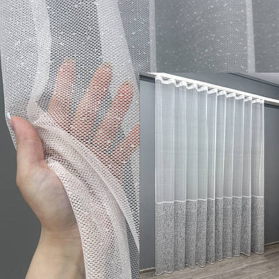 Тюль (3х2,7м.) жаккард. Колір білий з сірим. Код 1672т 42-0686